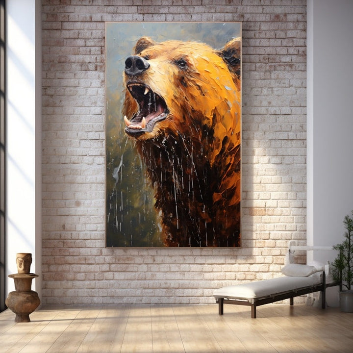 Ours Peinture Acrylique, art mural décoration nature