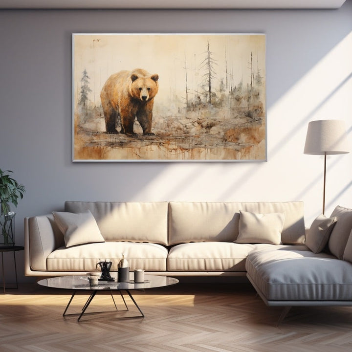 Ours Peinture Fourchette, art mural décoration nature