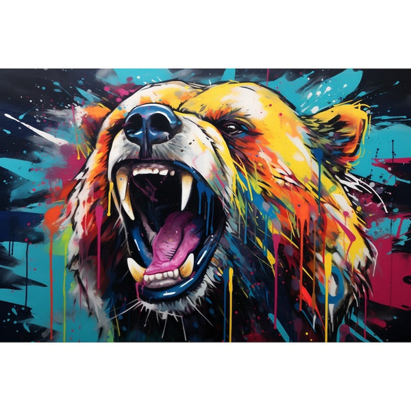 Tableau Ours Graffiti, art mural décoration nature