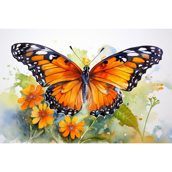 Peinture Papillon Monarque, art mural décoration nature