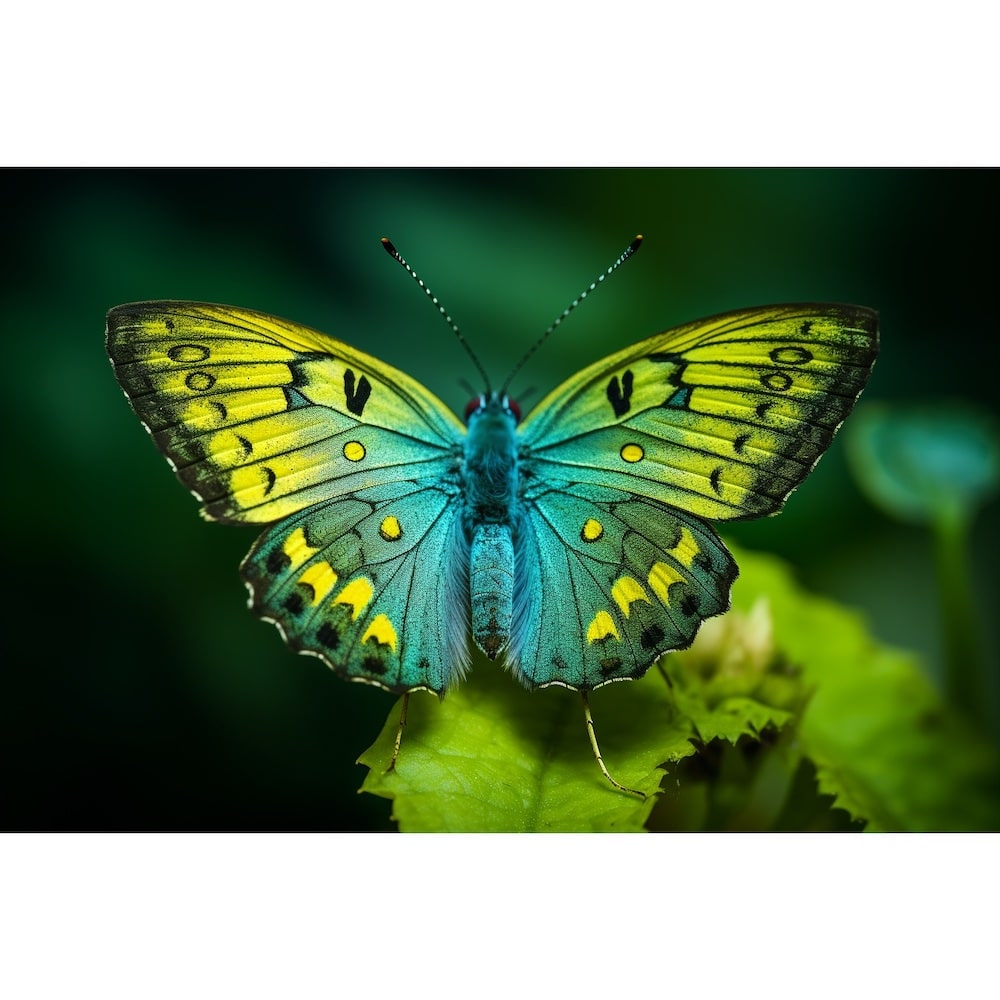 Tableau Papillon Vert, art mural décoration nature