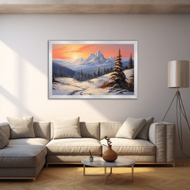 Paysage D'Hiver en Peinture Acrylique, art mural décoration nature