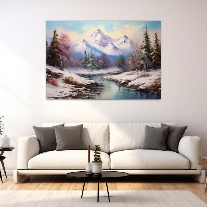Paysage D'Hiver Peinture, art mural décoration nature