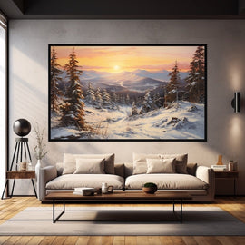 Peinture Acrylique Forêt Enneigée, art mural décoration nature
