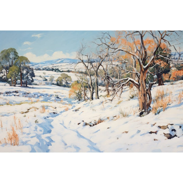 Peinture Neige sous un Ciel Bleu, art mural décoration nature