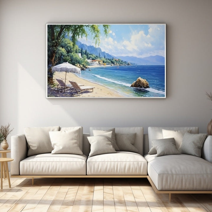 Peinture Bord de Mer en Été, art mural décoration nature