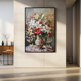 Peinture À l'Huile Bouquet de Fleurs, art mural décoration nature