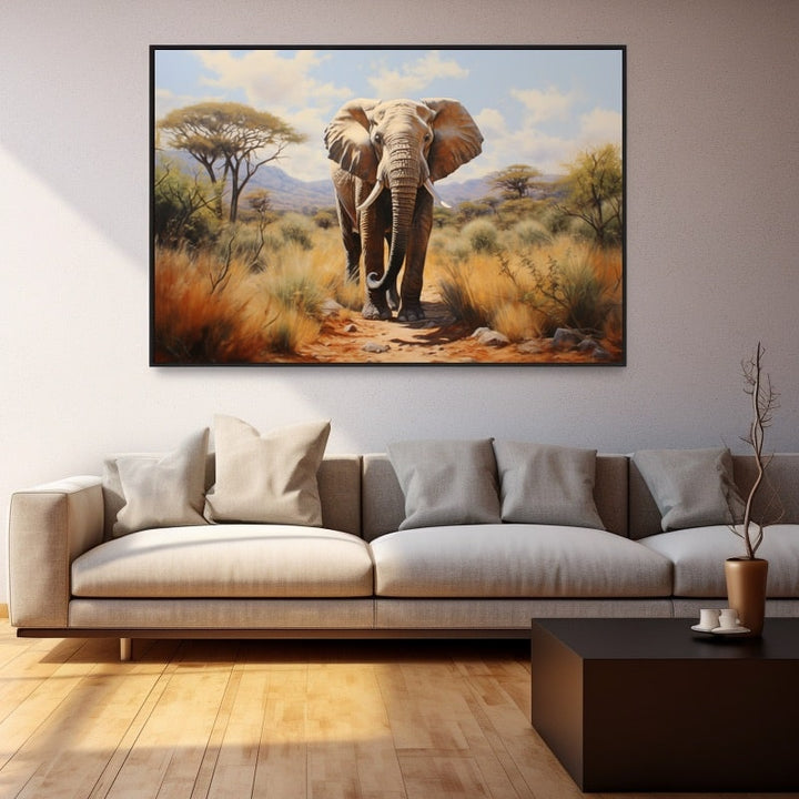 Peinture À l'Huile Éléphant, art mural décoration nature