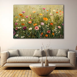 Peinture À l'Huile Fleurs Sauvages, art mural décoration nature