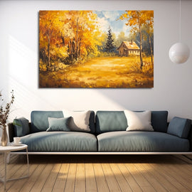 Peinture à l'Huile Paysage d'Automne, art mural décoration nature