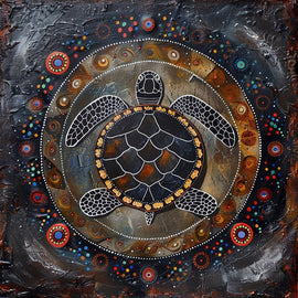 Peinture Aborigène Tortue, art mural décoration nature