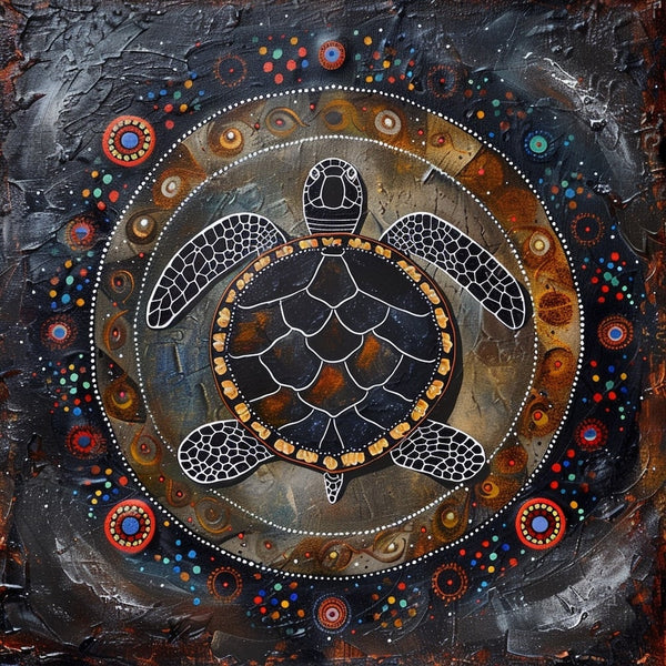 Peinture Aborigène Tortue, art mural décoration nature