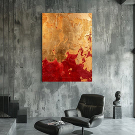 Peinture Abstraite avec Feuille d'Or, art mural décoration nature