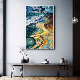 Peinture Abstraite Bord de Mer, art mural décoration nature