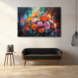 Peinture Abstraite Bouquet de Fleurs, art mural décoration nature