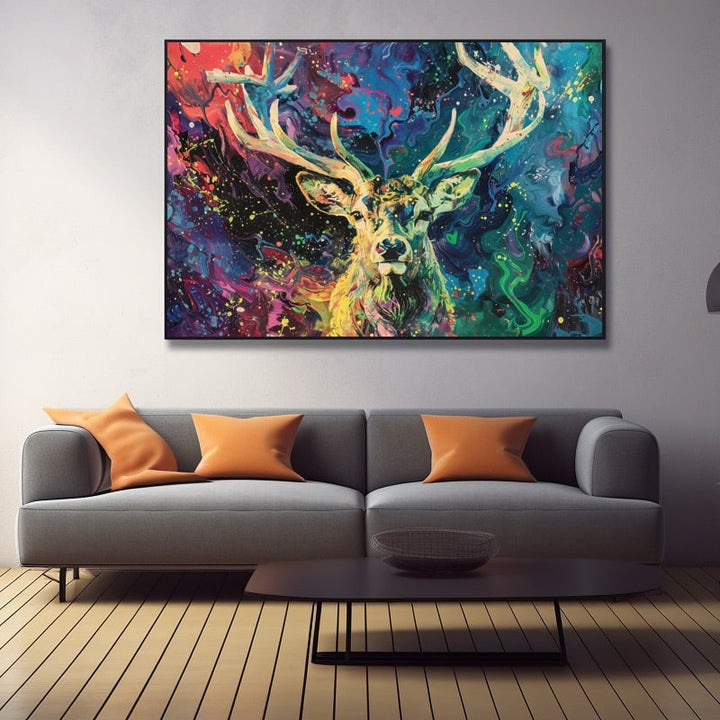 Peinture Abstraite Cerf, art mural décoration nature