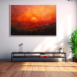 Peinture Abstraite Coucher de Soleil, art mural décoration nature