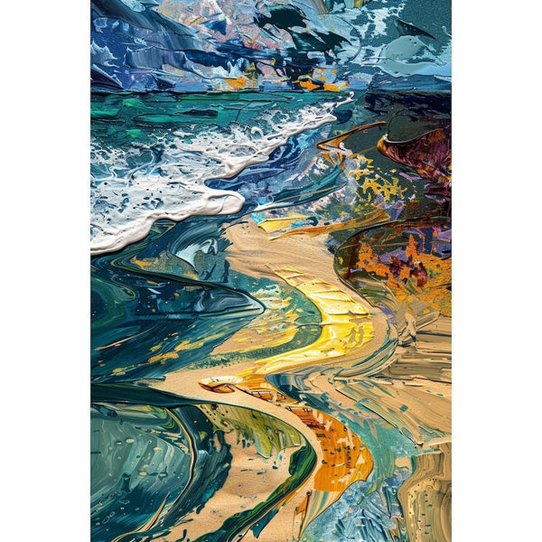 Peinture Abstraite Bord de Mer, art mural décoration nature