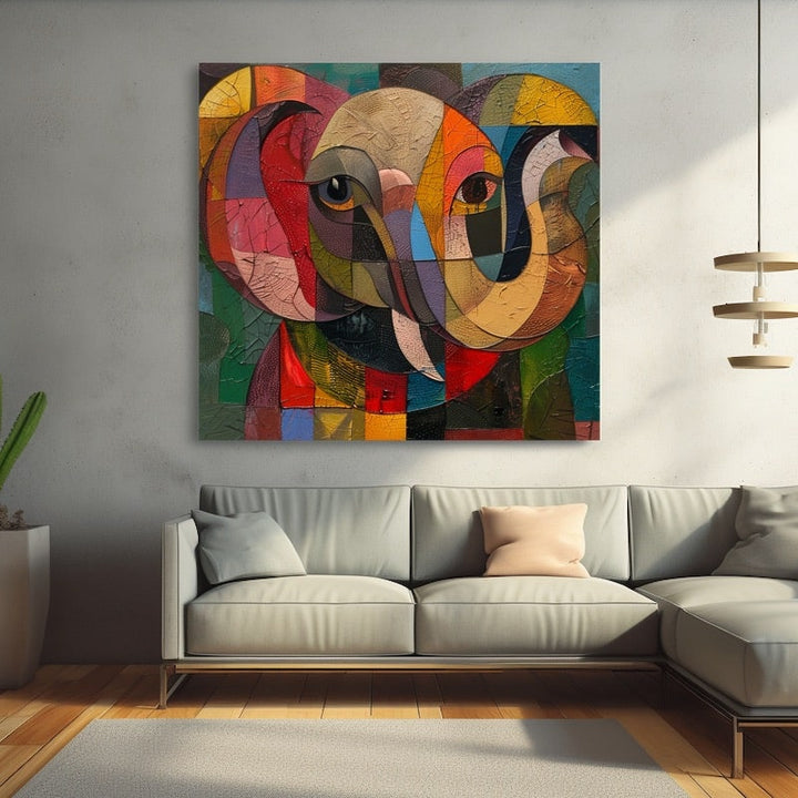 Peinture Abstraite Éléphant, art mural décoration nature