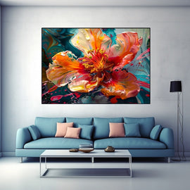 Peinture Abstraite Fleurs, art mural décoration nature