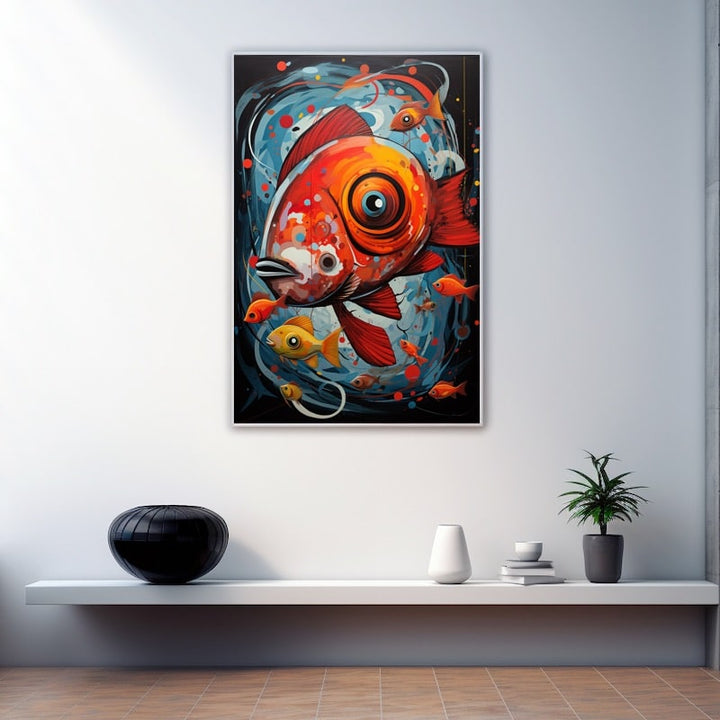 Peinture Poisson Rouge Contemporain, art mural décoration nature