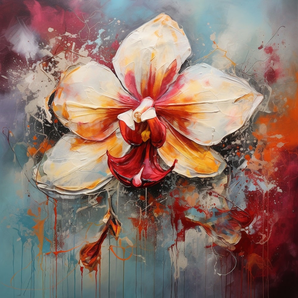 Peinture Abstraite Orchidée, art mural décoration nature
