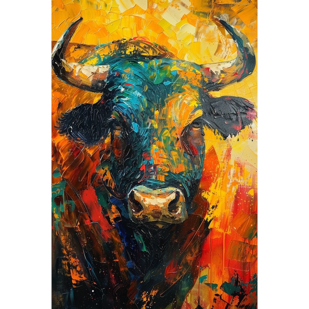 Peinture Abstraite Taureau, art mural décoration nature
