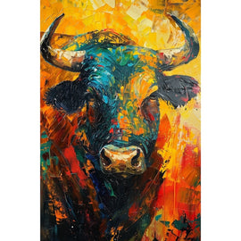 Peinture Abstraite Taureau, art mural décoration nature