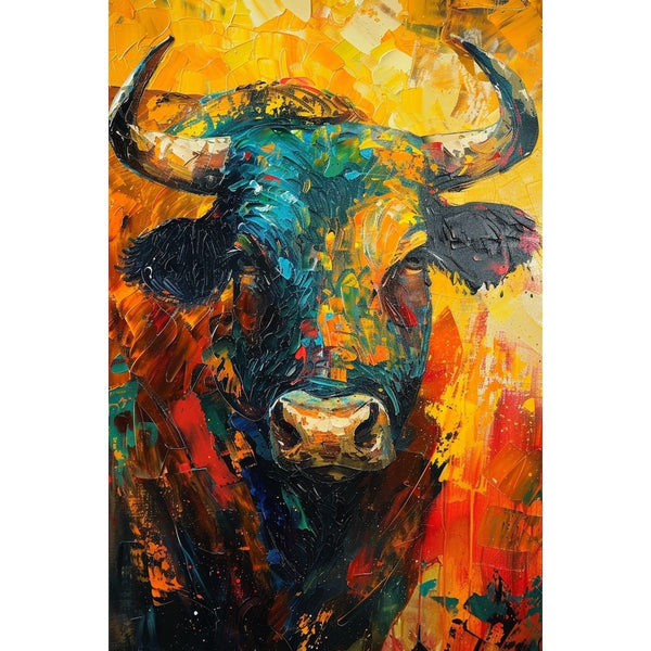 Peinture Abstraite Taureau, art mural décoration nature