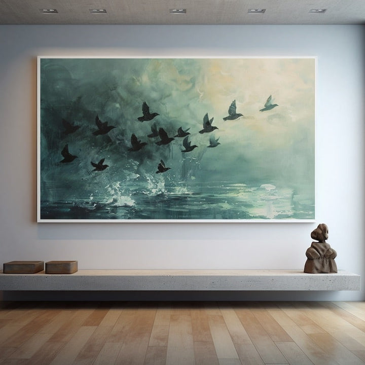 Peinture Acrylique Abstraite Oiseaux, art mural décoration nature