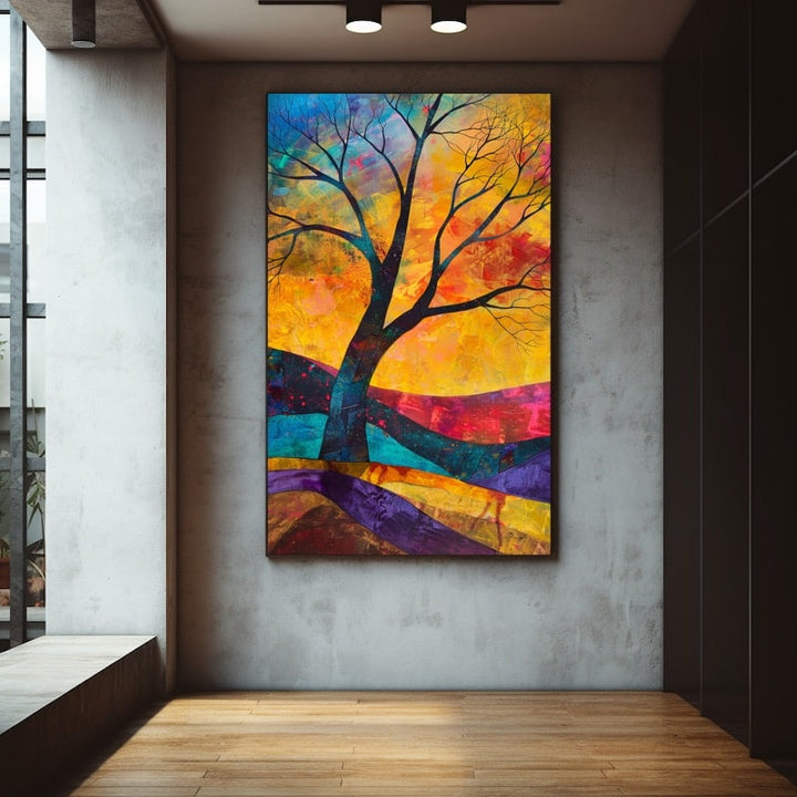 Peinture Acrylique Arbre Abstrait, art mural décoration nature