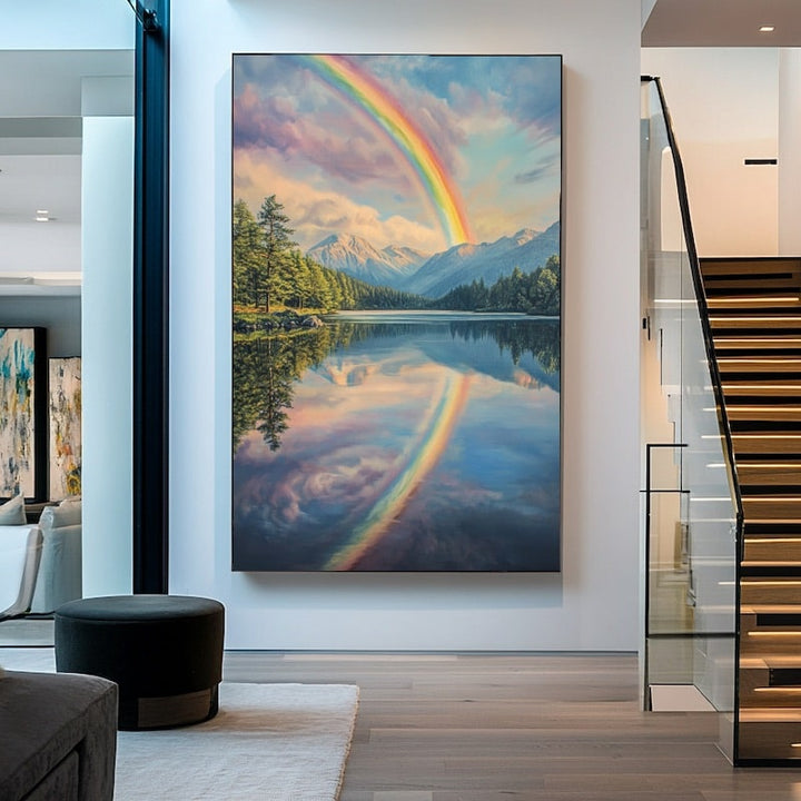 Peinture Acrylique Arc en Ciel, art mural décoration nature