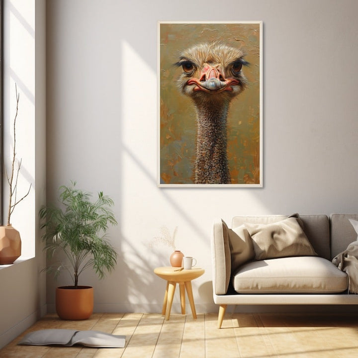 Peinture Acrylique Autruche, art mural décoration nature