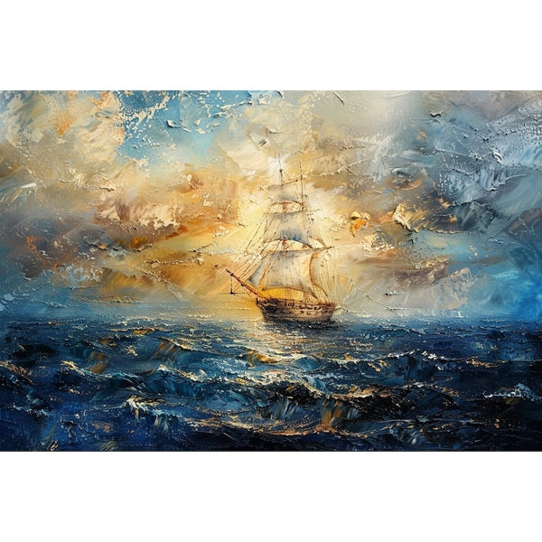 Peinture Acrylique Bateau Mer, art mural décoration nature