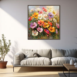Peinture Acrylique Bouquet de Fleurs, art mural décoration nature