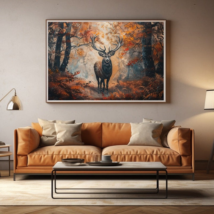 Peinture Acrylique Cerf, art mural décoration nature