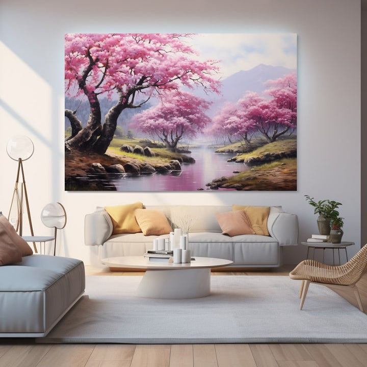 Peinture Acrylique Cerisier En Fleurs