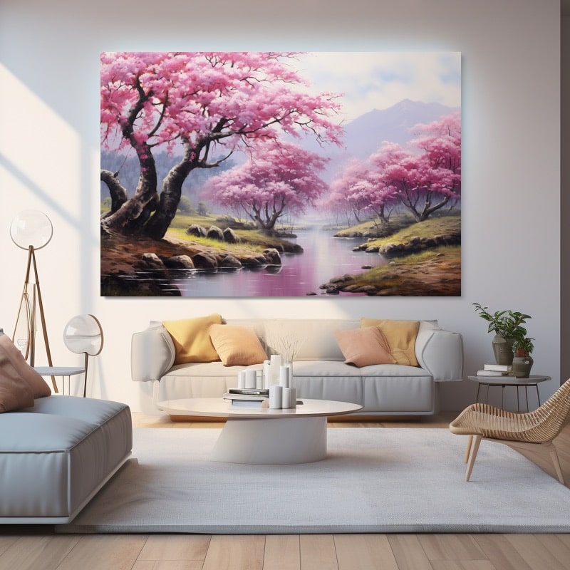 Peinture Acrylique Cerisier En Fleurs
