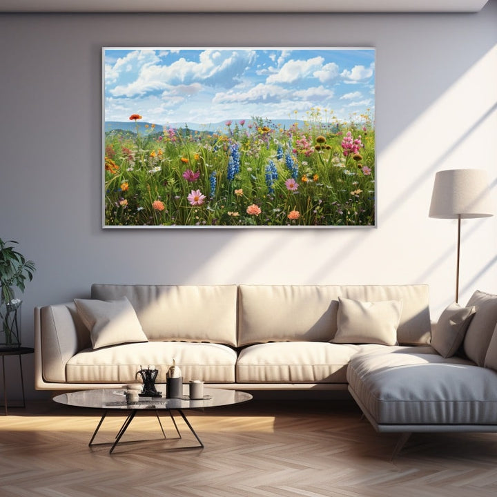 Peinture Acrylique Champs De Fleurs
