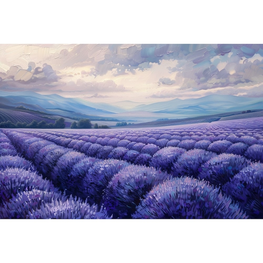 Peinture Acrylique Champs de Lavande, art mural décoration nature