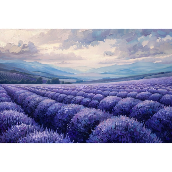 Peinture Acrylique Champs de Lavande, art mural décoration nature