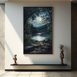 Peinture Acrylique Clair de Lune, art mural décoration nature