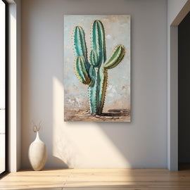 Peinture Acrylique de Cactus, art mural décoration nature