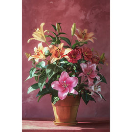 Peinture Acrylique Pot de Fleurs, art mural décoration nature