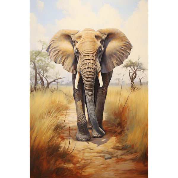 Tableau Peinture Acrylique Éléphant, art mural décoration nature