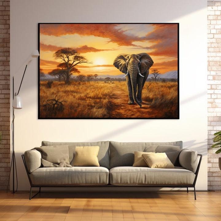 Peinture Acrylique Éléphant, art mural décoration nature