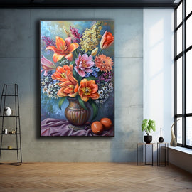 Peinture Acrylique Fleurs en Vase, art mural décoration nature