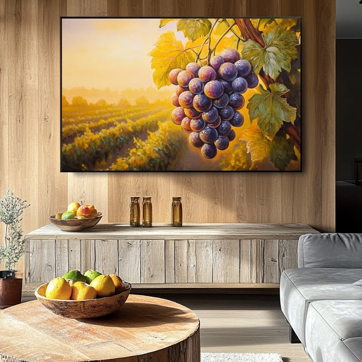 Peinture Acrylique Grappe de Raisins, art mural décoration nature