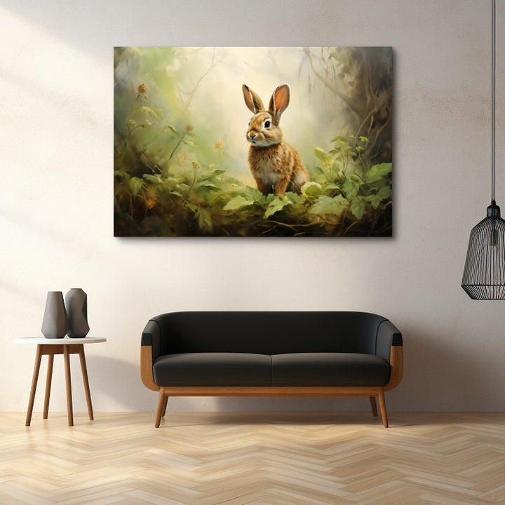 Peinture Acrylique Lapin, art mural décoration nature