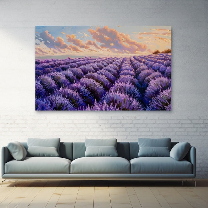 Peinture Acrylique Lavande, art mural décoration nature